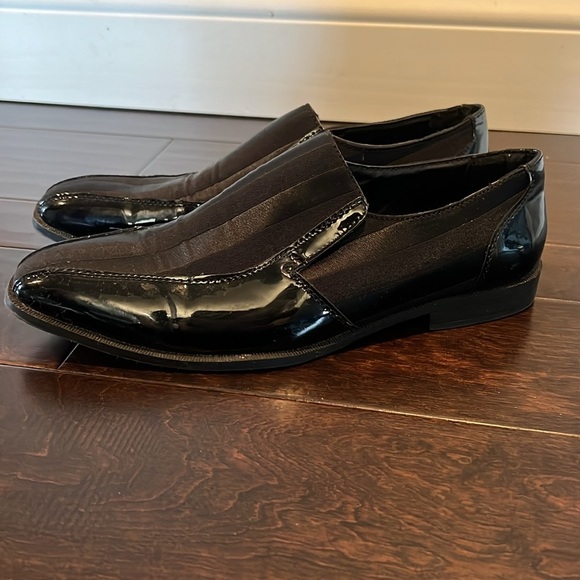 Stacey Adams black patent leather and fabric  loafer 9.5 - Picture 3 of 8